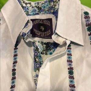 Purple haze White Floral Men's Shirt  brought to you by Jimi Hendrix